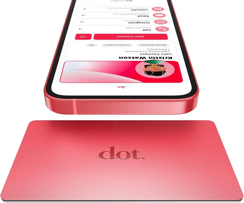 Dot . Card Metal - Digital Business Card - Tap Compatible with iPhone & Android (Red) - Image 1